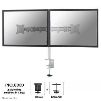 Neomounts by Newstar NeoMounts NeoMounts Flat Screen Desk Mount 2 screens Silver 16kg (NM-D135DSILVER)