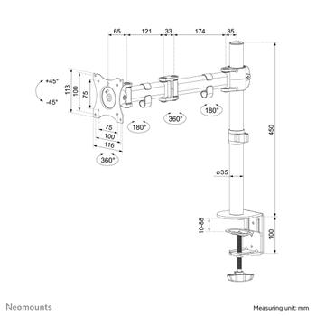 Neomounts by Newstar NEOMOUNTS Flat Screen Desk Mount 1 screen Black 8kg (NM-D135BLACK)