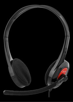 DELTACO Stereo Headset, on-ear, 1x3.5mm 4-pin, 1.8m, black / red (HL-108)