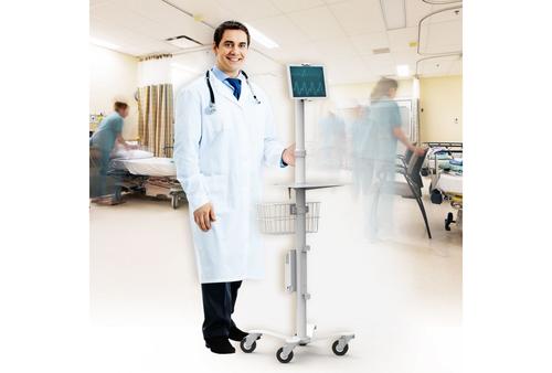 COMPULOCKS Universal Tablet Cling Medical Rolling Kiosk - Vagn - för surfplatta - metall - vit - skärmstorlek: 7"-13" - monteringsgränssnitt: 100 x 100 mm (UCLGMCRSTDW)