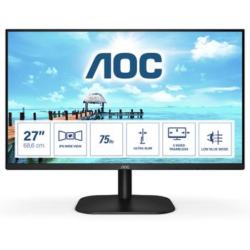 AOC 27B2H/EU - LED monitor - 27" - 1920 x 1080 Full HD (1080p) @ 75 Hz - IPS - 250 cd/m² - 1000:1 - 4 ms - HDMI, VGA - black (27B2H/EU)