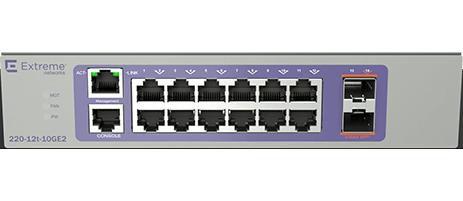 Extreme Networks ExtremeSwitching 220, 12 x 1GbE Base-T, PoE+, 2 x 10GbE SFP+, Fixed PSU, L2, Static Routes, RIP (16560)