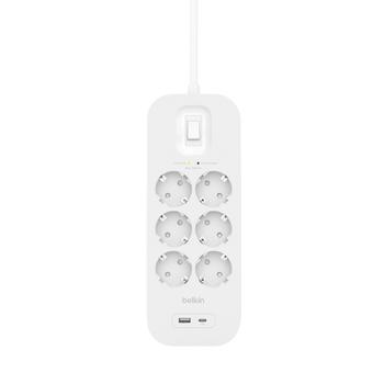 BELKIN SURGE 6OT 650J 18W USB A+C (SRB002VF2M)