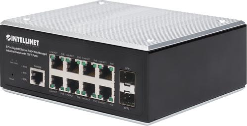 INTELLINET INT 8-Port Gigabit Ethernet PoE+ Web-Managed Industrial Swit (508278)