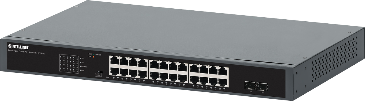 INTELLINET INT Network PoE Switch, 24-Port, 370W PoE Budget, 2 SFP Port (561907)