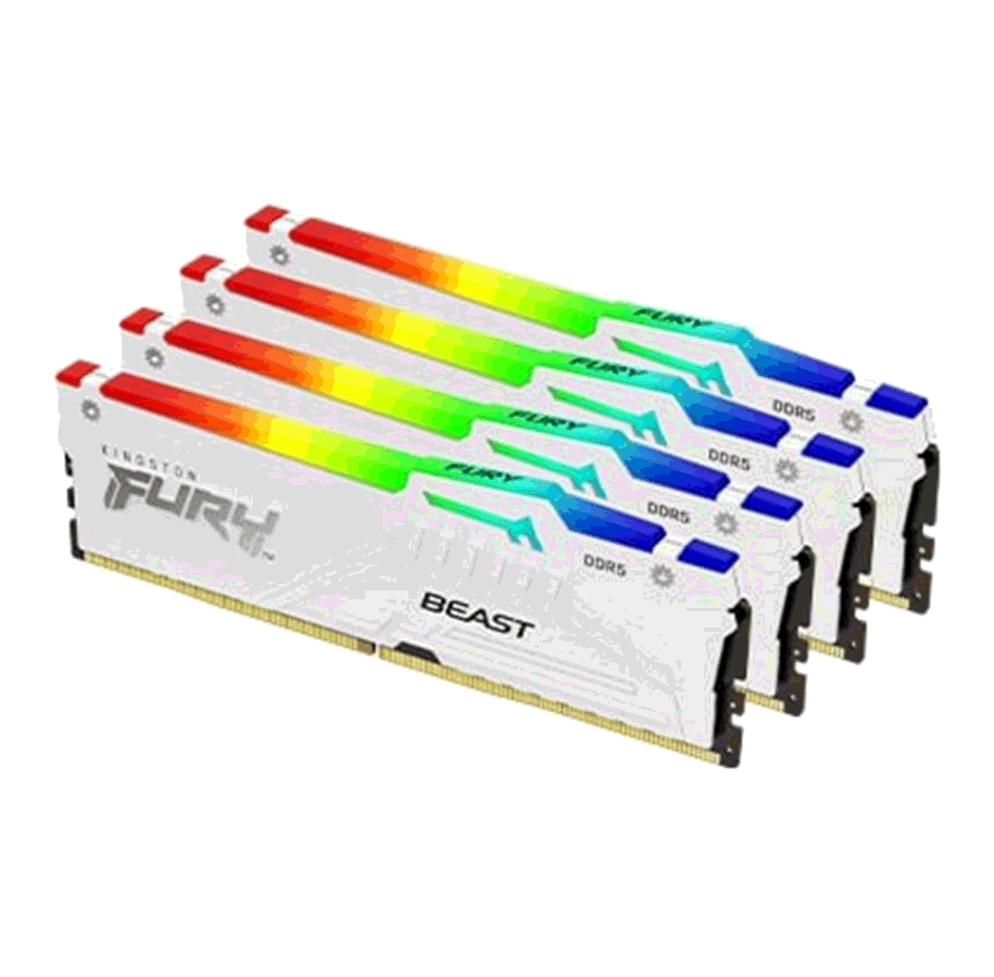KINGSTON FURY Beast 64GB 5200MT/s DDR5 CL40 DIMM Kit of 4 White RGB XMP (KF552C40BWAK4-64)