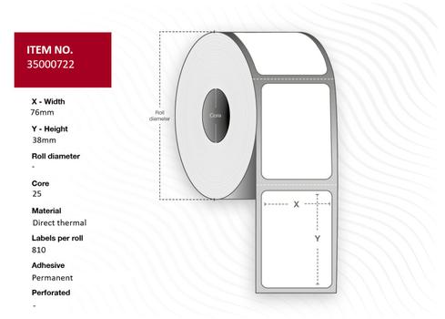 CAPTURE Label 76x38 - Core 25. White.  (35000722)