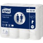 Toiletpapir,  Tork T4 Advanced, 2-lags, 31,4m x 9,9cm, Ø10,4cm, hvid, blandingsfibre