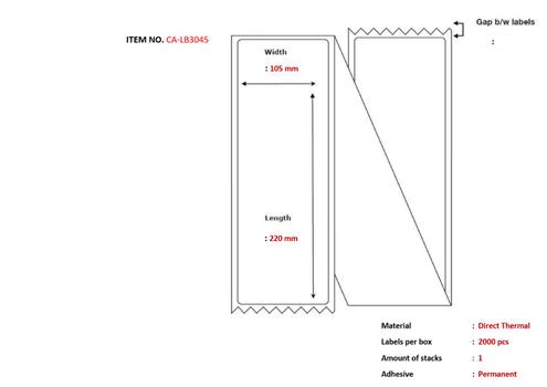 CAPTURE Label 105x220, Core Fanfold  (CA-LB3045)