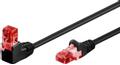 GOOBAY CAT 6 patchcable 1x 90Â°angled, U/UTP, black, 1 m - latch on top, CCA copper mixture
