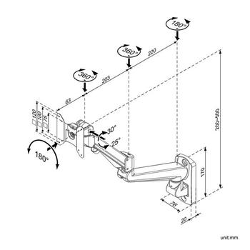 ROLINE Monitor Stand Pneumatic,  Wall (17.03.1178)