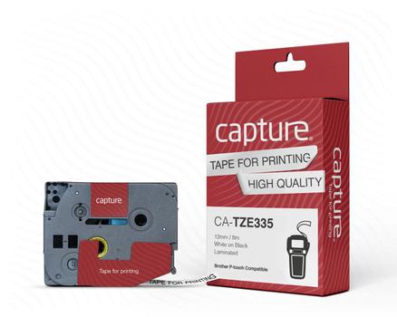 CAPTURE Tape White on Black 12mm (CA-TZE335)
