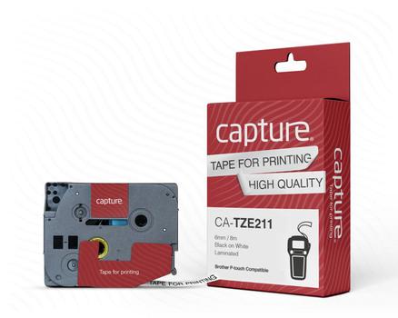 CAPTURE Tape TZe-211 6mm Svart/Vit (CA-TZE211)