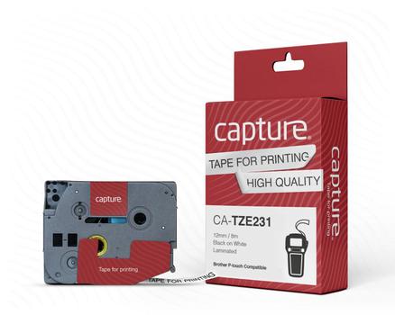 CAPTURE Tape Black on White 12mm (CA-TZE231)