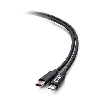 C2G G 10ft (3m) USB-C Male to Lightning Male Sync and Charging Cable - Black - Lightning cable - 24 pin USB-C male to Lightning male - 3.05 m - black - USB Power Delivery (20W), up to 480 Mbps (C2G54557)