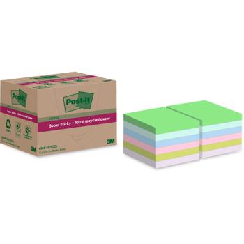 POST-IT Super Sticky 100% Recycled Notes Assorted Colours 76 x 76 mm 70 Sheets Per Pad (Pack 12) 7100284781 (7100284781)