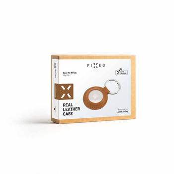FIXED Ægte læder nøglering etui til AirTag Brun (FIXWAT-C2-BRW)