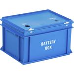 Batteriboks,  blå, plast, 2-rums, 20 l, risikoaffald,  2 rum, til kildesortering og tungt affald