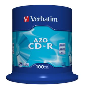 VERBATIM 52x CD-R 80min 700MB (SuperAZO) 100-pack Cake Box (43430)