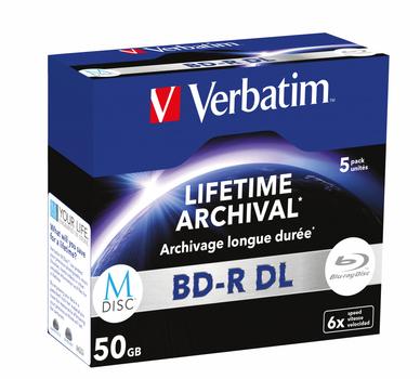 VERBATIM M-DISC BD-R DL 6X 50GB 5XJEWELC 5 PACK JEWEL CASE SUPL (43846)