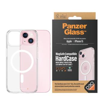 PanzerGlass iPhone 15 HardCase Deksel (gjennomsiktig) Mobildeksel av resirkulert plast og D30 Bio, med MagSafe (1180)