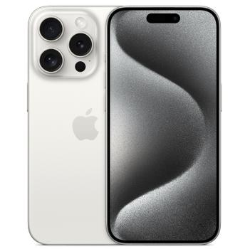 APPLE iPhone 15 Pro - 5G smartphone - dual-SIM / intern geheugen 128 GB - OLED-scherm - 6.1" - 2556 x 1179 pixels (120 Hz) - 3x achtercamera's 48 MP, 12 MP, 12 MP - front camera 12 MP - wit titanium (MTUW3ZD/A)