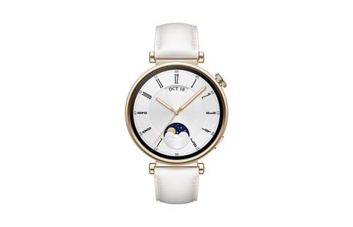 HUAWEI WATCH GT4 41MM CLASSIC GOLD STAINLESS CASE/ WHITE LEATHE CONS (55020BJB)