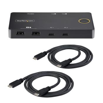 STARTECH 2-Port USB-C KVM Switch Single-4K 60Hz HDMI Monitor Dual-100W Power Delivery Pass-through Ports Bus Powered (C2-H46-UC2-PD-KVM)