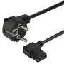 DELTACO Power cord CEE 7/7 - C13 angled, 1,5m, black