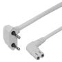 DELTACO Power cord CEE 7/16 - C7 angled, 3,0m, white