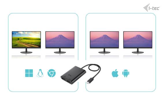 I-TEC USB-C DUAL 4K/60HZ (SINGLE 8K/30HZ) HDMI VIDEO ADAPTER ACCS (C31DUAL4K60HDMI)
