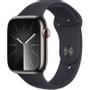APPLE Watch Series 9 GPS + Cellular 45mm Graphite Stainless Steel Case with Midnight Sport Band - M/L
