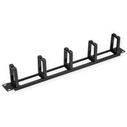 VALUE 19" 1UH Kabel Management Plate, C-Type, 5 Ho, oks, Cut-out front panel / cable feed-through,  RAL, 9005 Sort (26.99.0324)