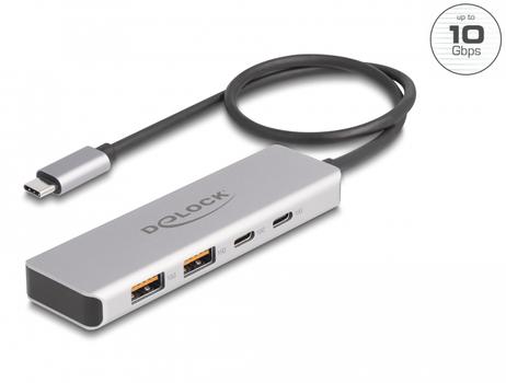 DELOCK USB 10 Gbps USB Type-C™ Hub with 2 x USB Type-A and 2 x USBC (64230)