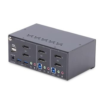 STARTECH 2-Port Dual-Monitor DisplayPort KVM Switch 4K 60Hz 2x USB 5Gbps Ports Hotkey/ Push-Button Switching TAA Compliant (P2DD46A2-KVM-SWITCH)