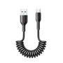 Joyroom 60W Rolled up Fast Charging Data Cable for Car, USB-A to USB-C 1,5m - Black