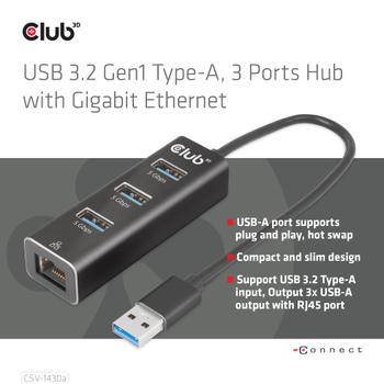 CLUB 3D Usb 3.2 Gen1 Type-A, 3 Ports (CSV-1430A)