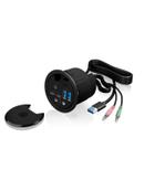 ICY BOX 4 Port USB 3.0 In-Desk Hub 2x USB 3.0, 2x USB-C, Audio inn/ut (IB-HUB1403B)