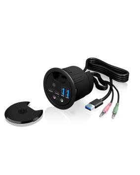 ICY BOX 4 Port USB 3.0 In-Desk Hub 2x USB 3.0, 2x USB-C, Audio inn/ut (IB-HUB1403B)