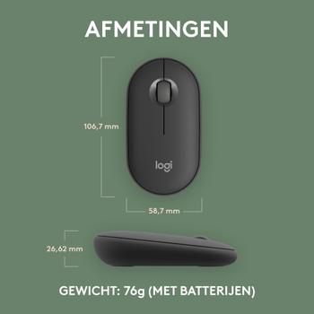 LOGITECH PEBBLE MOUSE 2 M350S GRAPHITE TONAL BT N/A EMEA-808 DONGLELESS WRLS (910-007015)