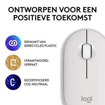 LOGITECH PEBBLE MOUSE 2 M350S WHITE TONAL BT N/A EMEA-808 DONGLELESS WRLS (910-007013)