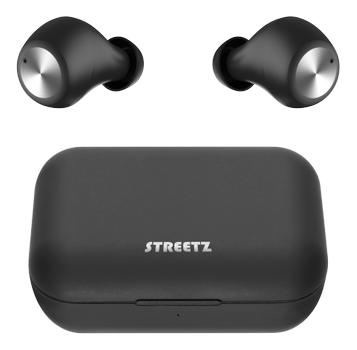 STREETZ True Wireless Stereo in-ear, dual earbuds, charge case, black (TWS-110)