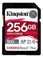 Kingston Canvas React Plus 256GB SD-kort, UHS-II, V90, 300MB/s lesehastighet, 260MB/s skrivehastighet