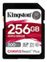 KINGSTON Canvas React Plus - Flash memory card - 256 GB - Video Class V90 / UHS-II U3 / Class10 - SDXC UHS-II