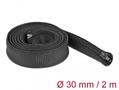 DELOCK Braided Sleeve with zip fastener heat-resistant 2 m x 30 mm bla