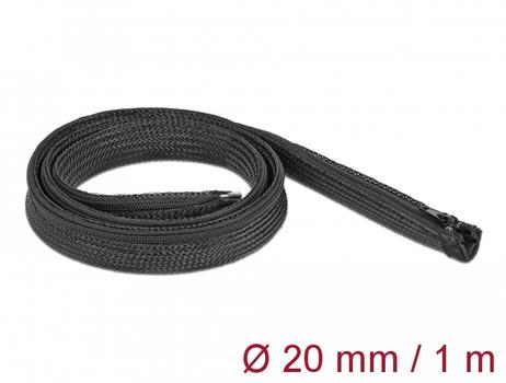 DELOCK Braided Sleeve with zip fastener heat-resistant 1 m x 20 mm bla (19103)