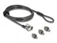 NAVILOCK Laptop Security Cable with 3 lockheads for Kensington, Noble