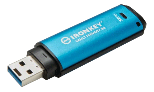 KINGSTON 128GB USB-C IRONKEY VAULT P 50C AES-256 ENCRYPTED FIPS 197 EXT (IKVP50C/128GB)
