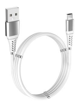 GADGETMONSTER Magnet kabel USB-A - Micro USB, 1M, vit (GDM-1020)