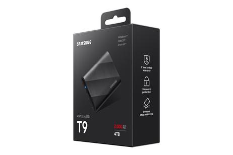 Samsung 4TB Portable SSD T9 USB 3.2 Gen2x2 (MU-PG4T0B/EU)